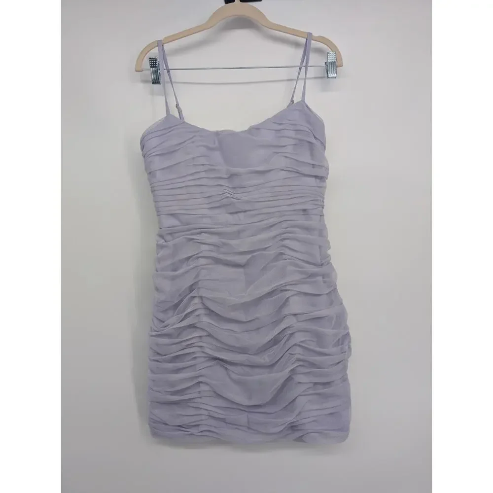 NWT Anthropologie Hutch Ruched Tulle Bow Mini Dress Size 6 Lavender #NC431